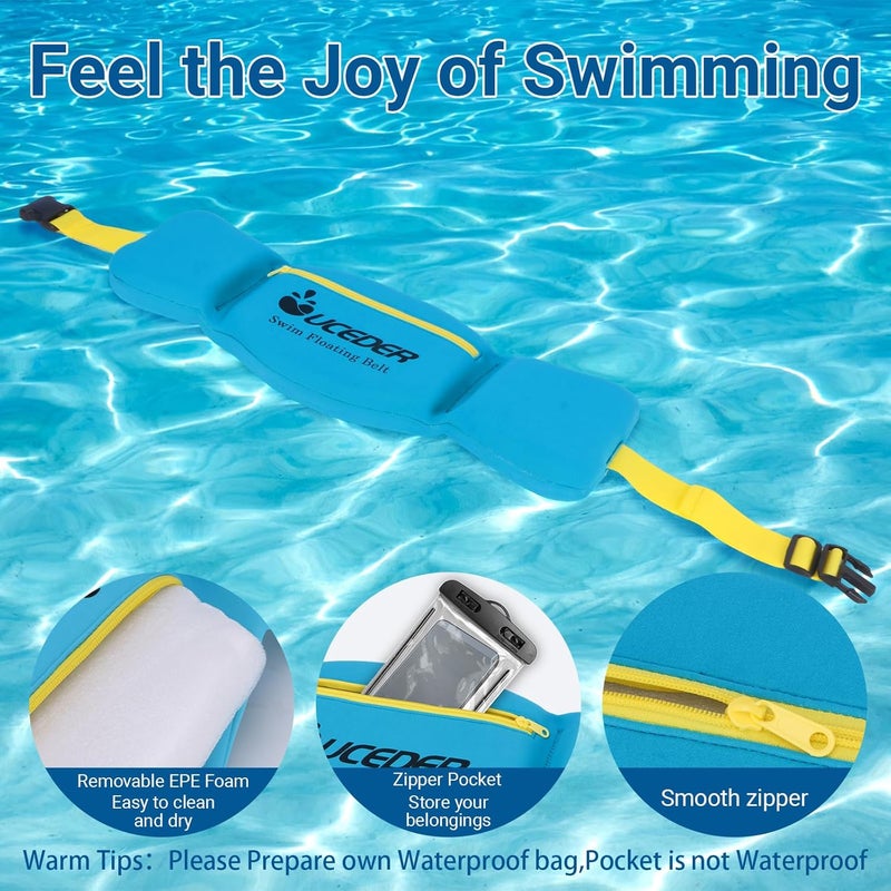 UCEDER Swim Belt for Adults, Adjustable Flotation Belt,Water Aerobics Belt with Zippered Pocket,3-Section EPE Swimming Buoyancy Belt,Pool Exercise Equipment for Cross Training, Aqua Jogging（L） - Image 5